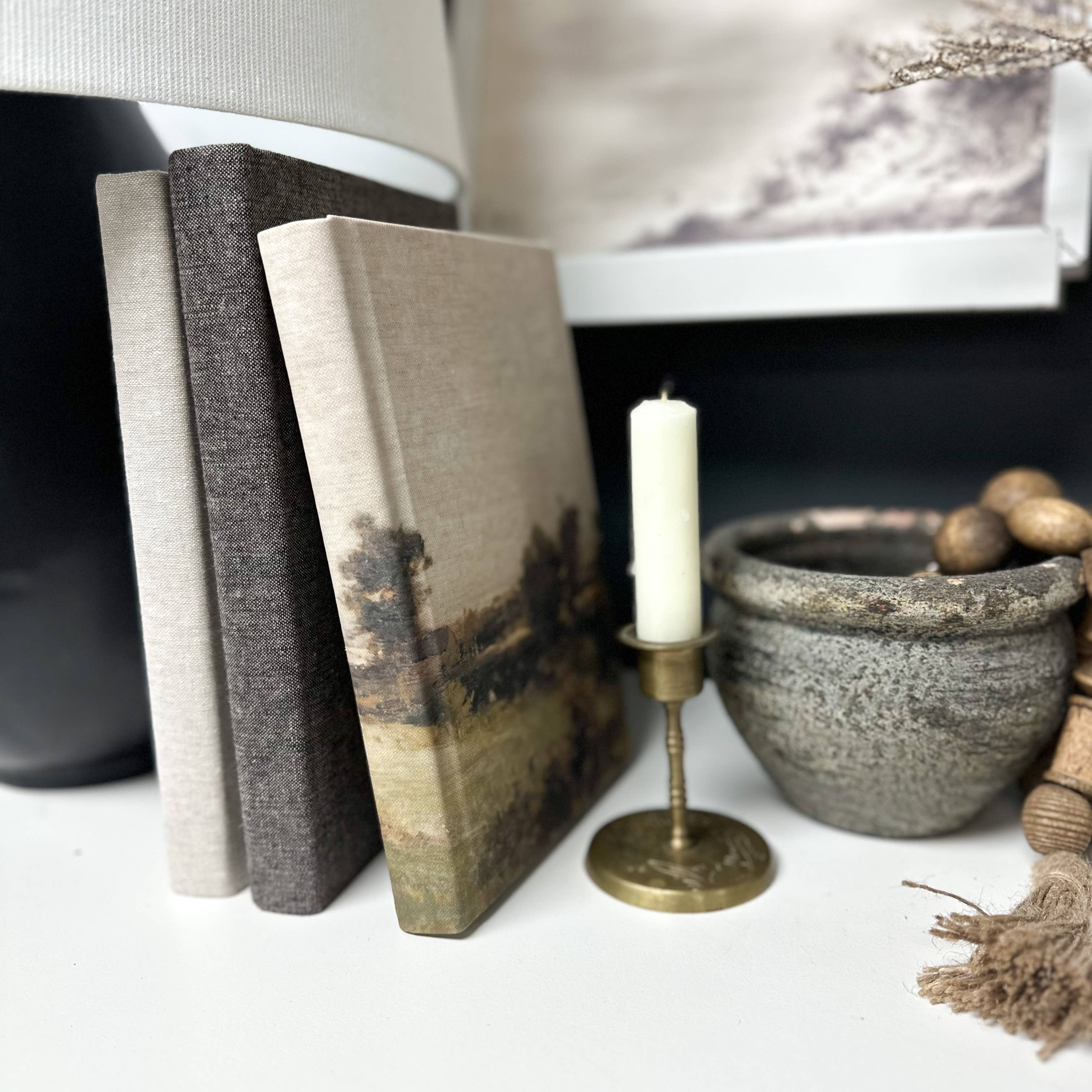 The House of Elements - Wholesale Decorative Tabletop Object - Fabric Wrapped Decorative Book with Motif Design-Shelf Decor2