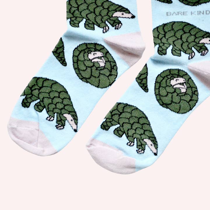 Bare Kind Socks - Wholesale Socks - Unisex - Pangolin Socks | Bamboo Socks | Pastel Blue Socks