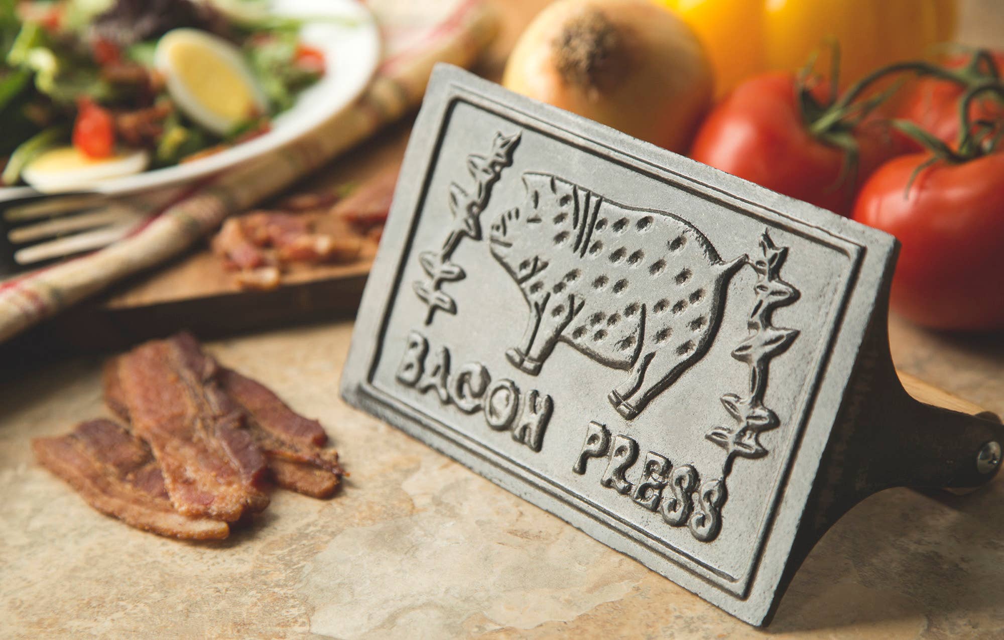 Fox Run Brands - Wholesale Kitchen Tool/Gadget - Fox Run Bacon Press, Cast Iron, 6.75" x 4" x 3"1