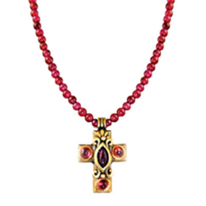 Small Garnet Cross Necklace for wholesale by Michal Golan Jewelry