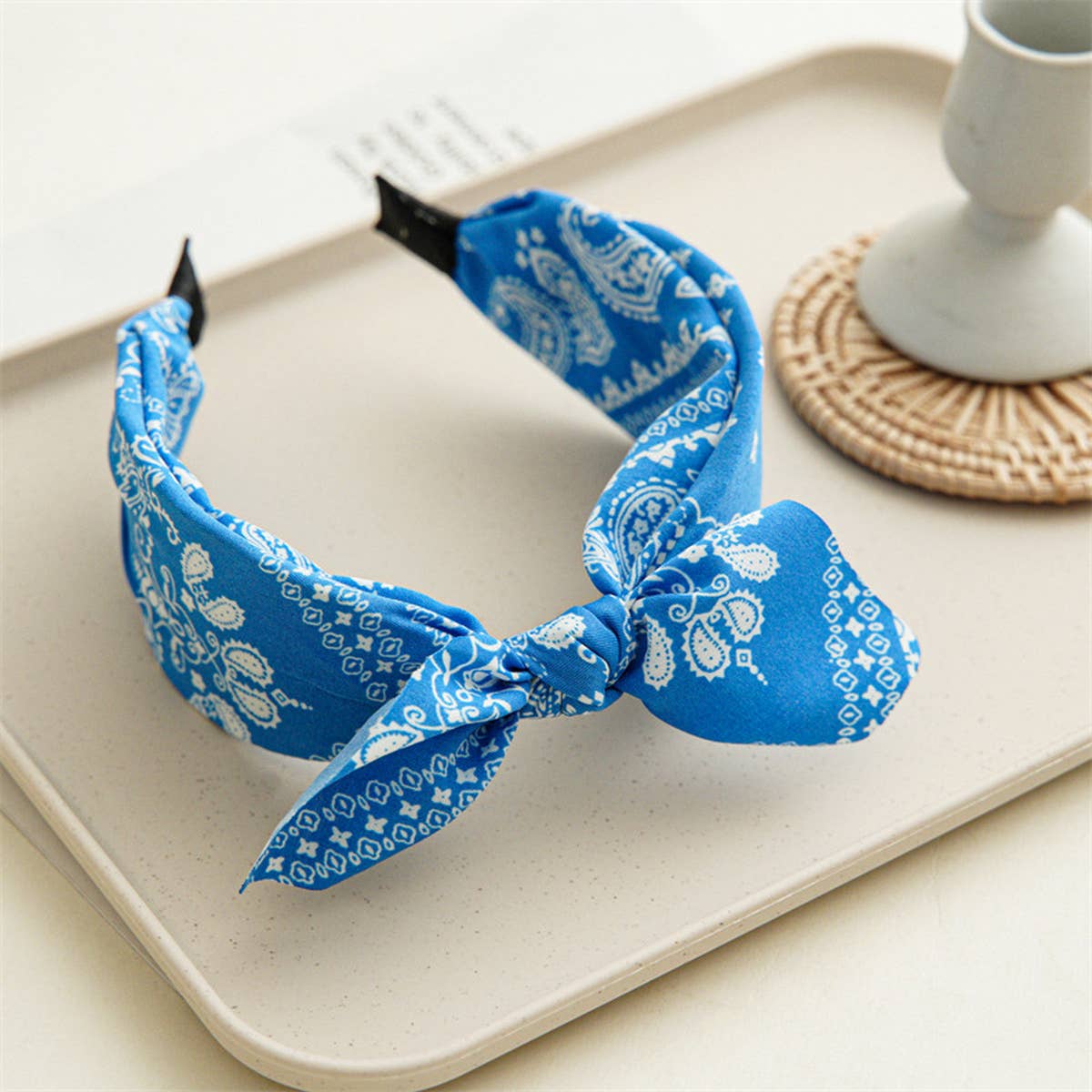 ACCITY - Wholesale Fashion Headband - Women's - WOMEN NEW CASHEW NUT FLOWER WIDE HEADBAND_CWAHA08314