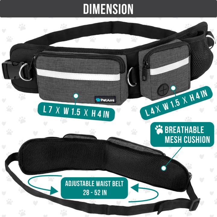 PetAmi - Wholesale Pet Leash - Dog - Deluxe Hands Free Dog Leash Bag