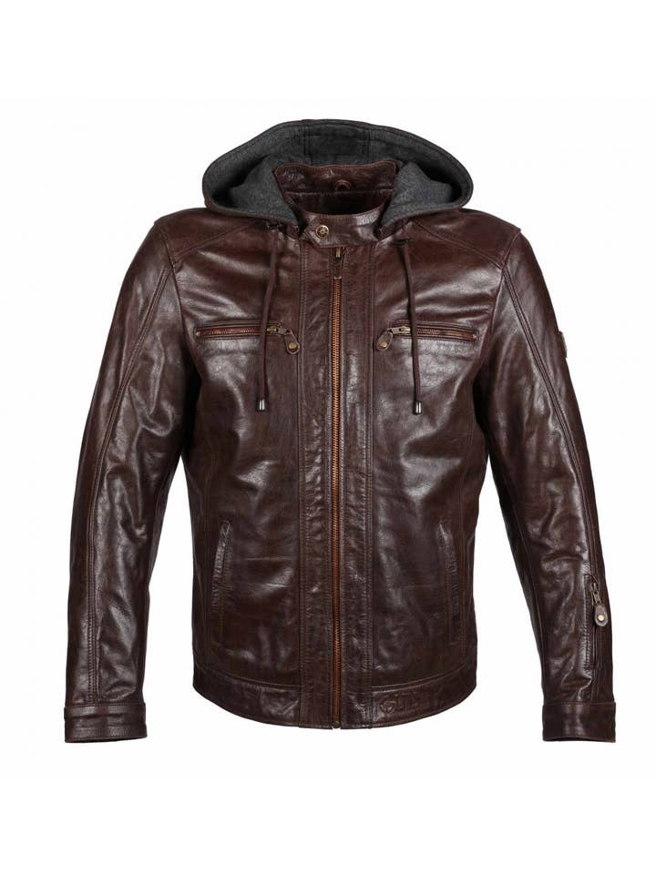 TITUS genuine leather hooded jacket for wholesale by Guns
