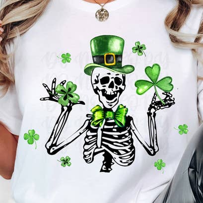 Transfert de chaleur DTF avec squelette pour la Saint-Patrick pour la vente par Trendy Transfers