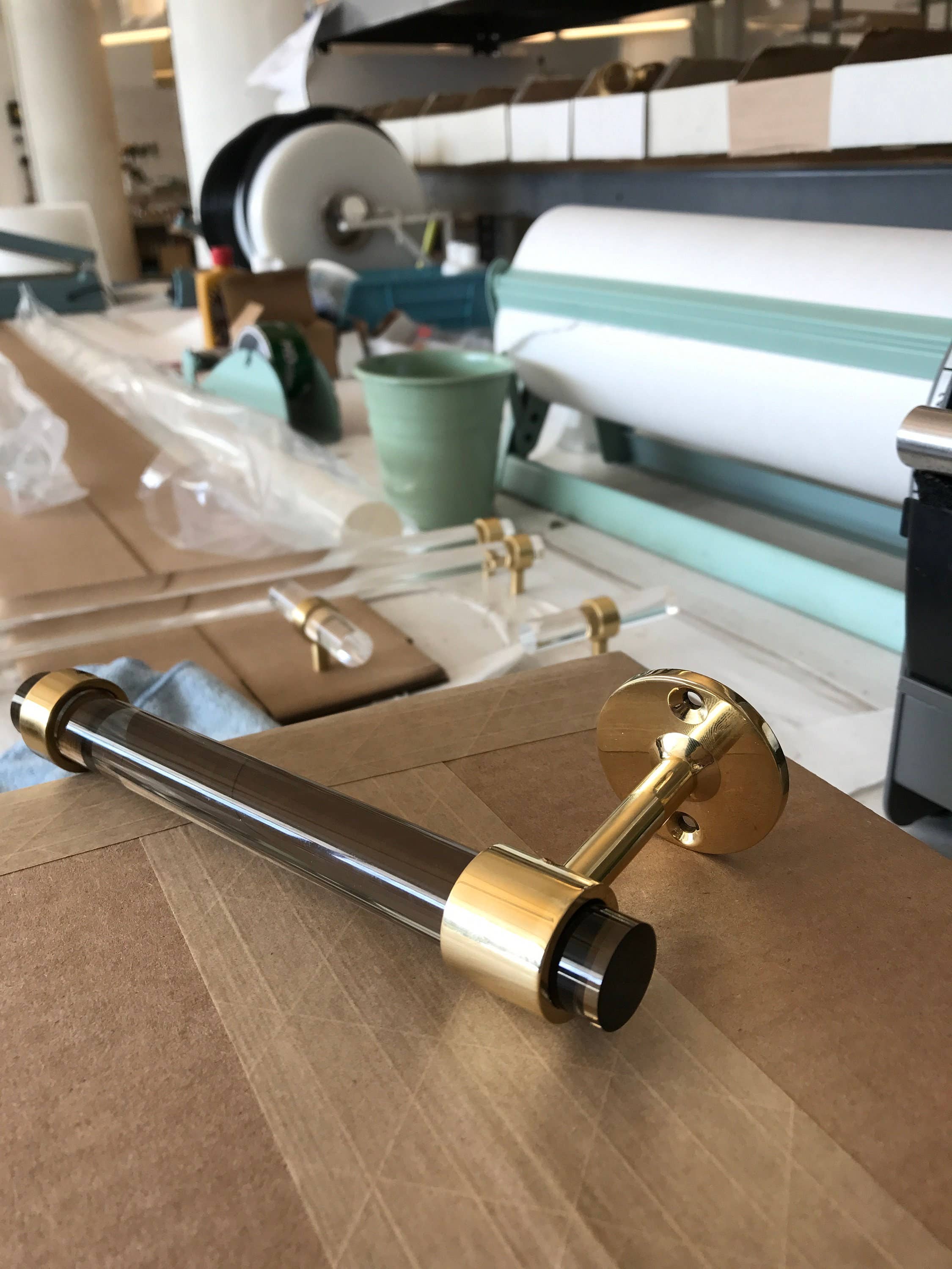 LuxHoldups - Wholesale Toilet Paper Holder - Lucite and Brass Wall Mounted Toilet Paper Holder7