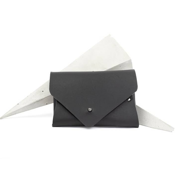 Tarjetero minimalista y monedero de cuero auténtico - Negro para venta al por mayor de MIMIKRI Design