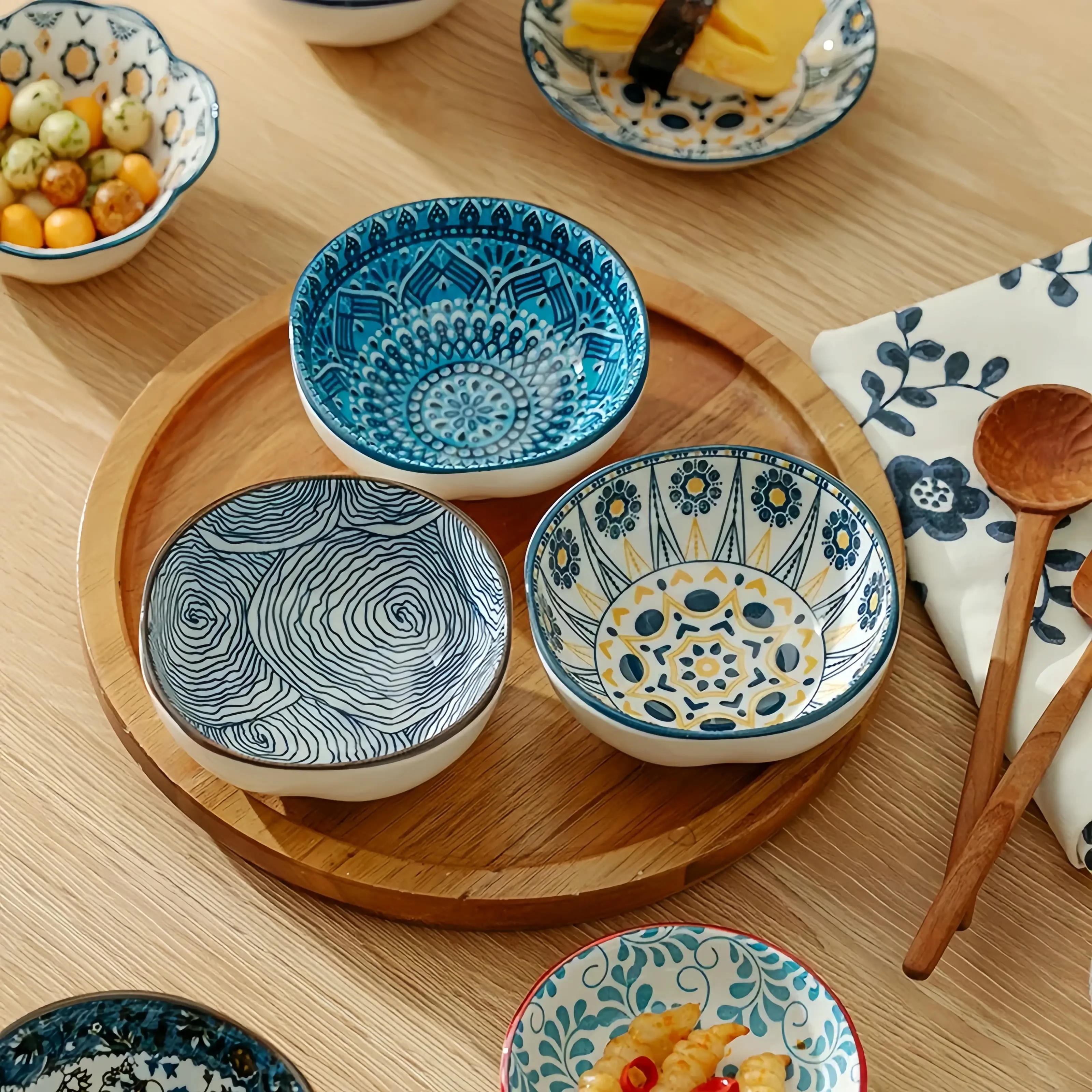 Otterware - Vente Bols à condiments/sauces - Plats à trempette en céramique style marocain (6 styles)53