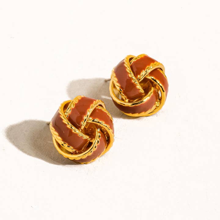 Flânerie by MAIQ - Wholesale Stud/Post Earrings - Astor 18K Gold Basket Weaved Ball Studs