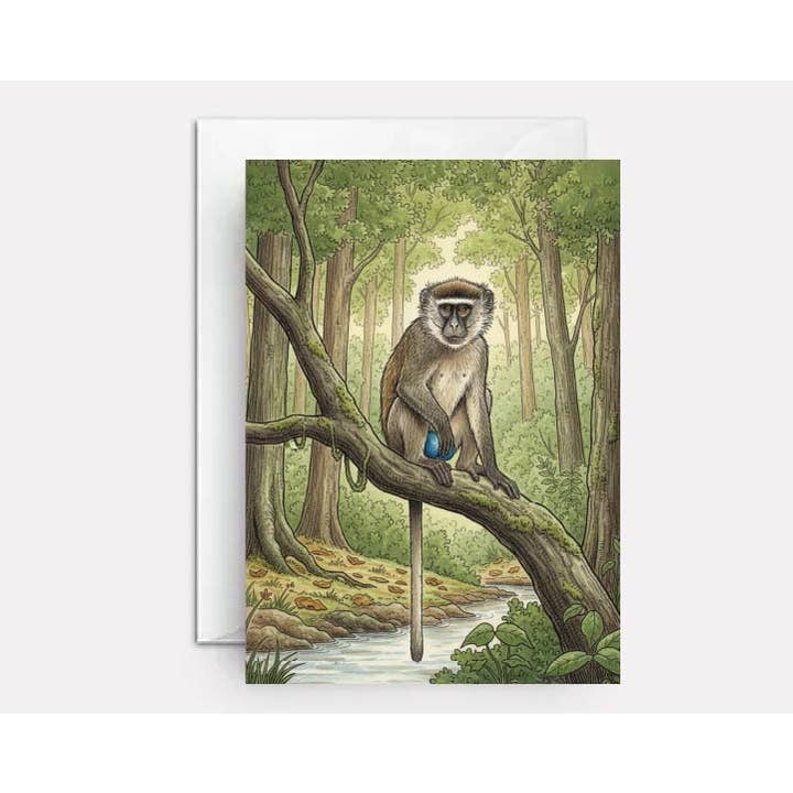 Monkey love card for him - Blue Balls Anonymous for wholesale by Paper Bound Greetings