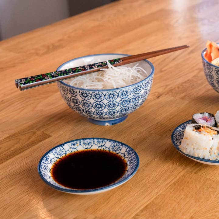 Rinkit Pty Ltd - Wholesale Bowl - Nicola Spring Hand-Printed Rice Bowl - 12cm - Navy1