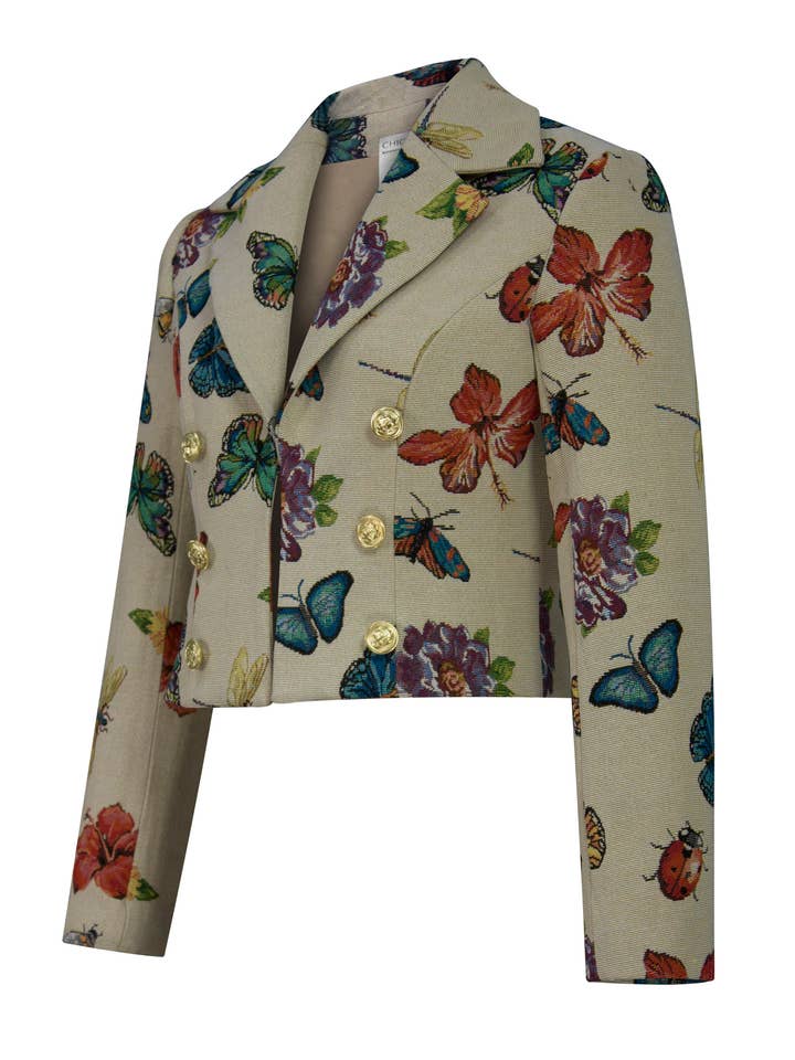 Chic Star Jacquard Brocadejakke I Beige 031524 for engroshandel hos CHIC STAR