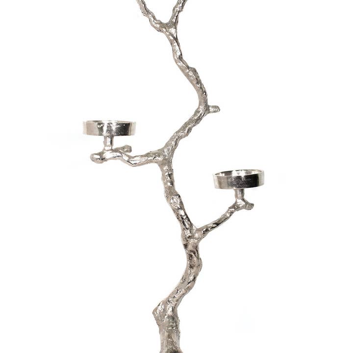 Nickel Aluminum 3 Votive Tree with Stand Small for wholesale by S.N.K. Home Decor