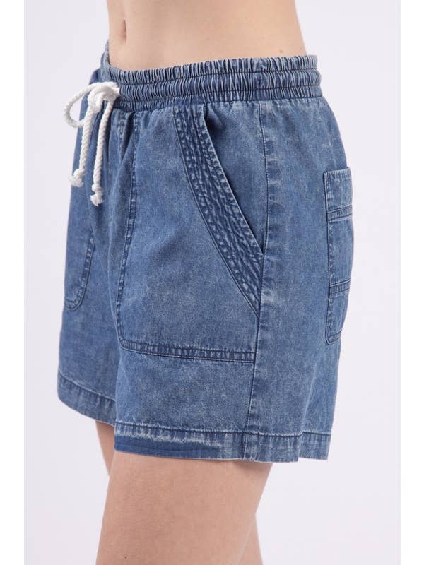 Vanilla Monkey - Wholesale Shorts - Women's - High Waist Washed Chambray Denim Shorts