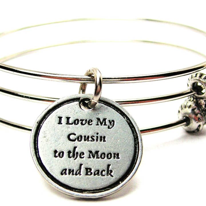 I Love My Cousin To The Moon And Back Triple Style Bracelet for wholesale by Chubby Chico Charms