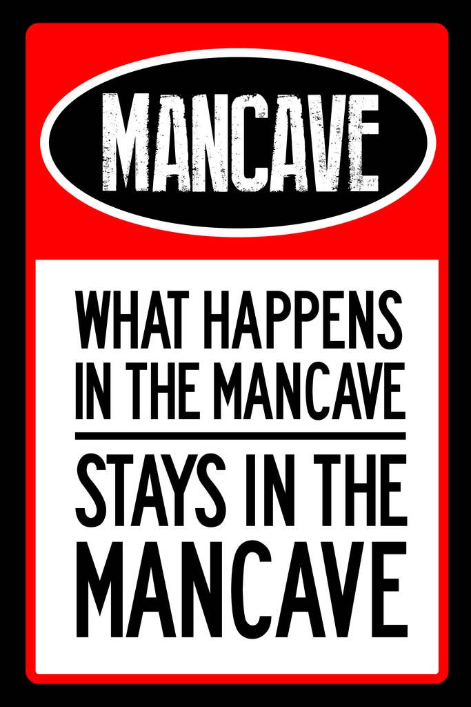 Multi Color What Happens In The Mancave Stays In The Mancave Warning Wall Art for wholesale on Faire0