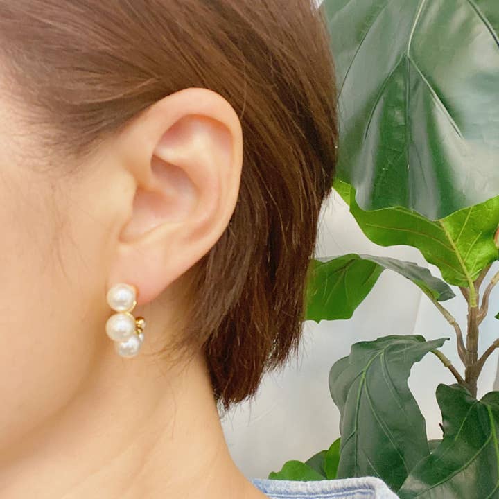 Ellison+Young - Wholesale Hoop Earrings - Andante Pearl Hoop Earrings