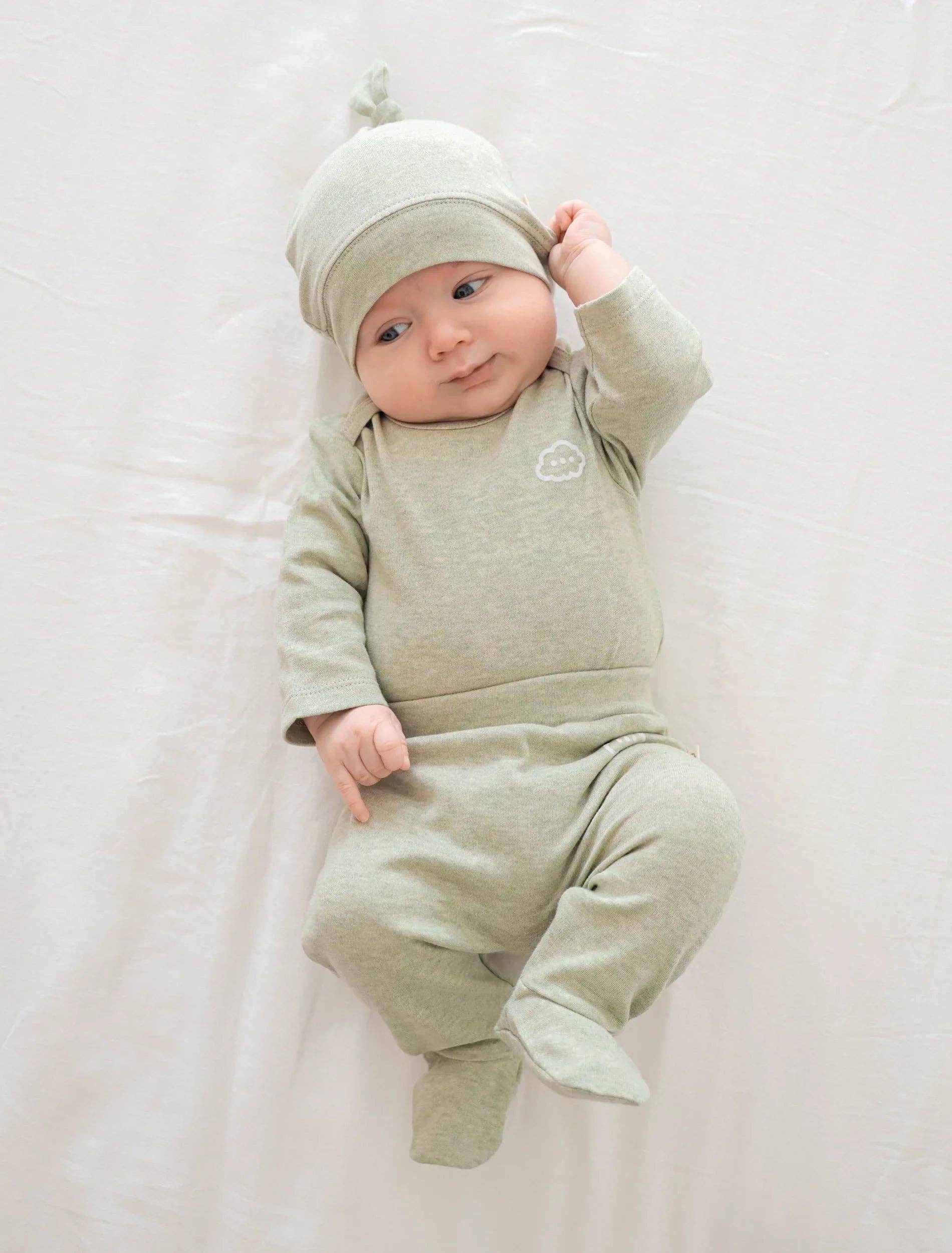 Lūmmi in Colour Babywear – wholesale Clothing set – Baby – Organic Cotton 6PC Essentials Set - Heather Sage Green1
