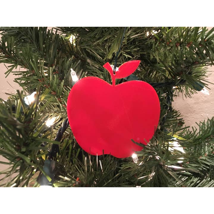 Apple Shape Tree Ornament - Plastic (Red) (3D-Printed) for wholesale by Economy Ornament