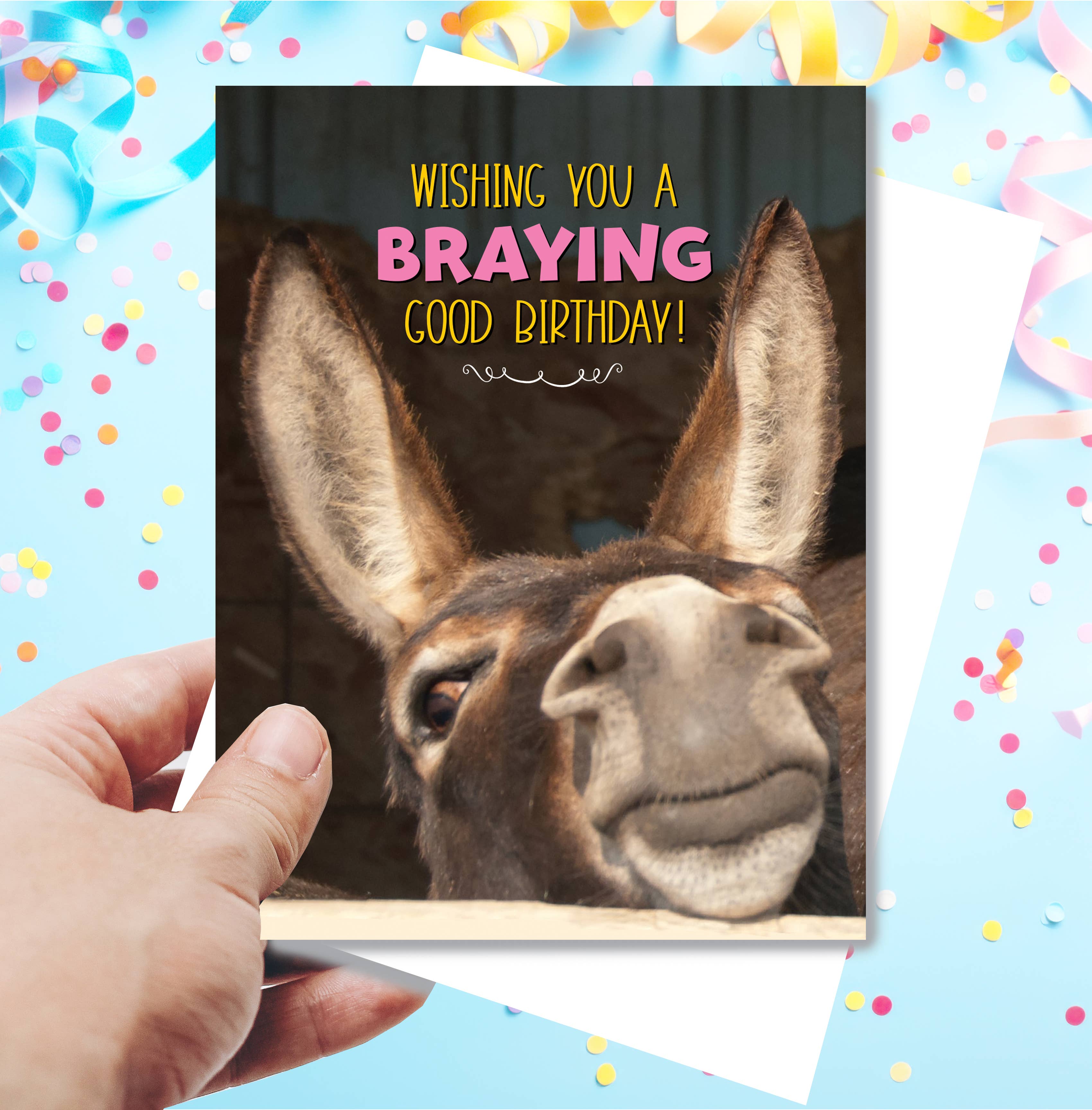Horse Hollow Press - Wholesale Birthday Card - Donkey Greeting Birthday Card / Braying Good Birthday / Cute11