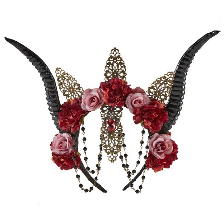 Red Lolita Horn Rose Headband L4575 for wholesale on Faire2