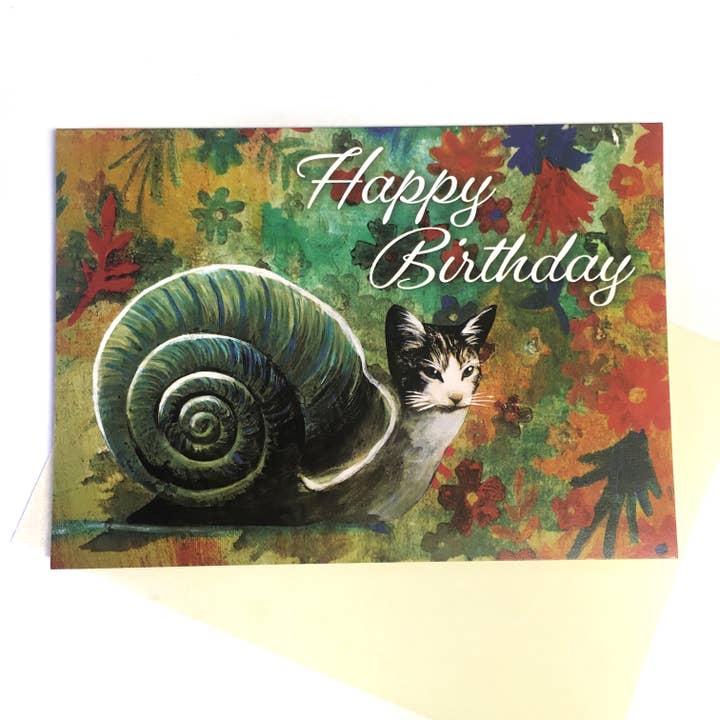 Pergamo Paper Goods – Engroshandel Fødselsdagskort – Snail Cat Happy Birthday Card - Weird2