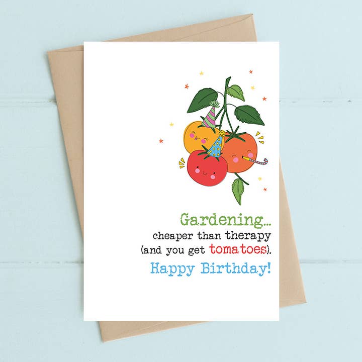 Gardening - cheaper than therapy - Greetings Card for wholesale by Dandelion Stationery
