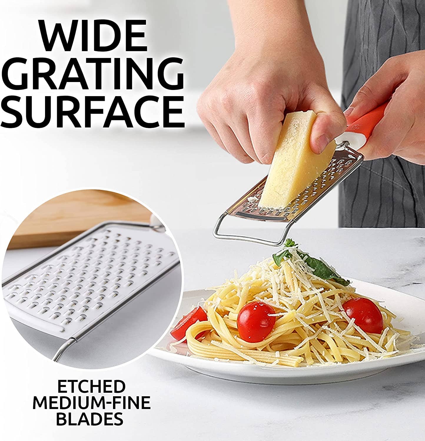 Zulay Kitchen - Wholesale Grater - Stainless Steel Flat Handheld Cheese Grater10
