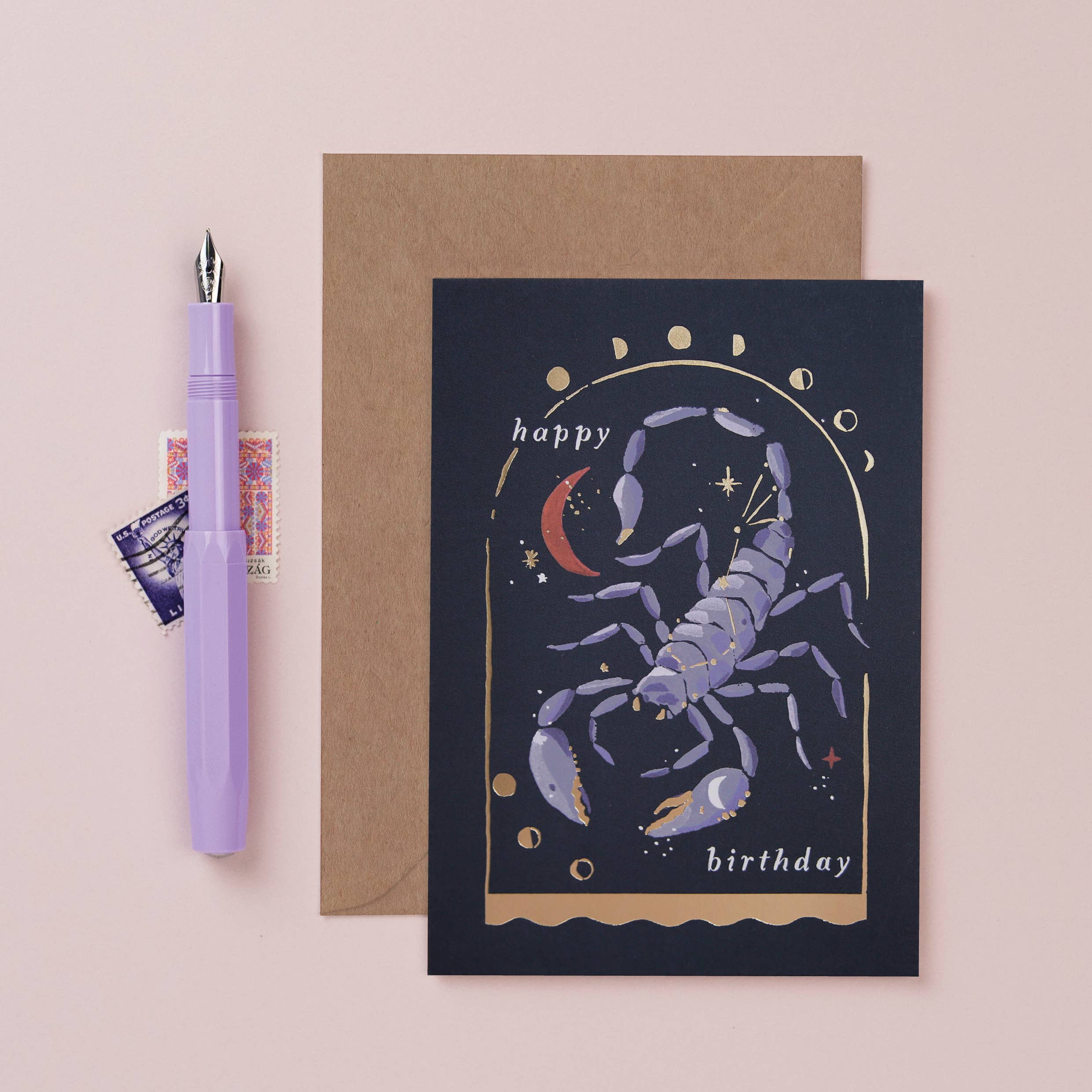 Sister Paper Co. - Wholesale Birthday Card - Scorpion Zodiac Birthday Card | Scorpio Star Sign Cards1