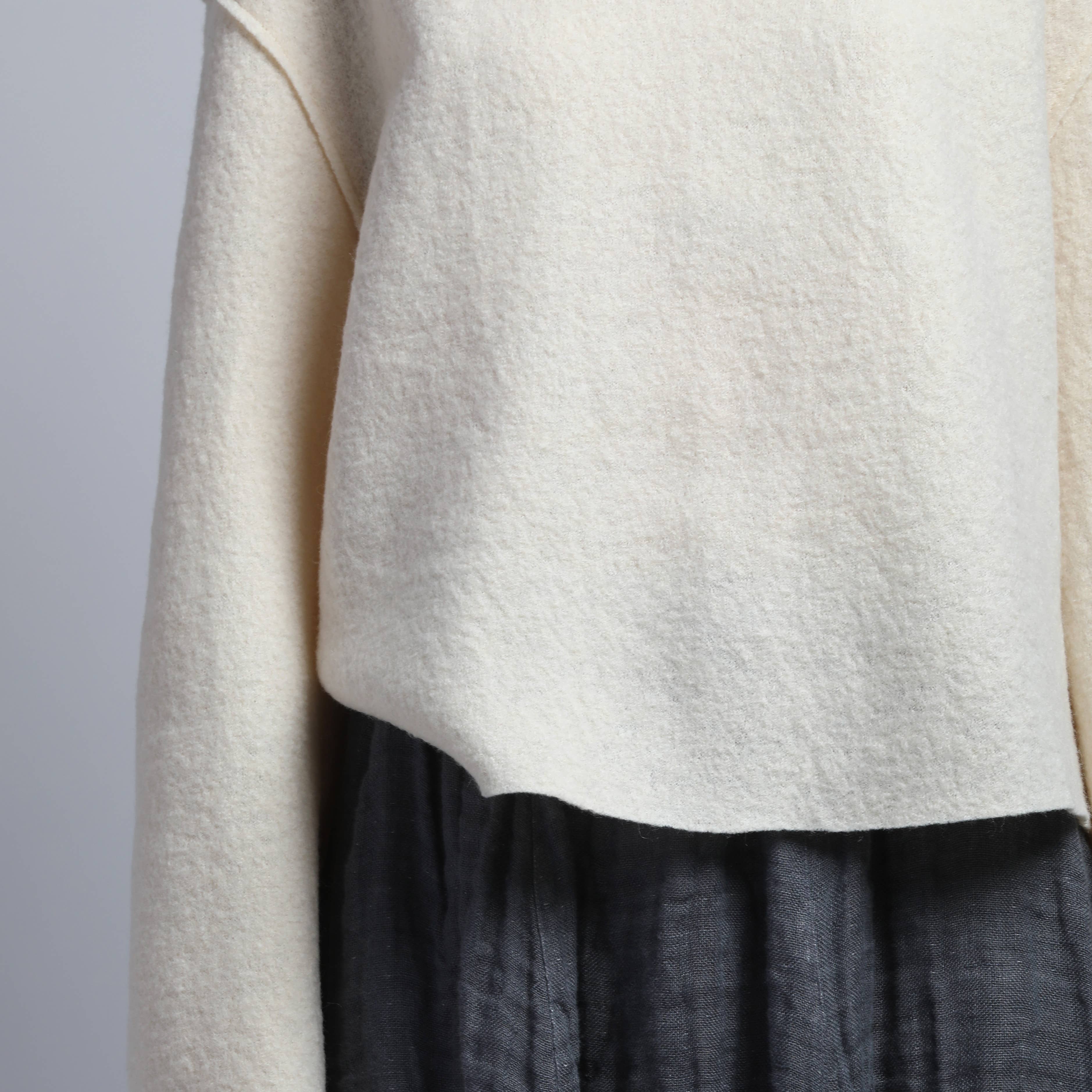 Knotium - Wholesale Knit Sweater - Women's - ALICE Cropped Loose Boiled Wool Jumper with Stand Up Collar7