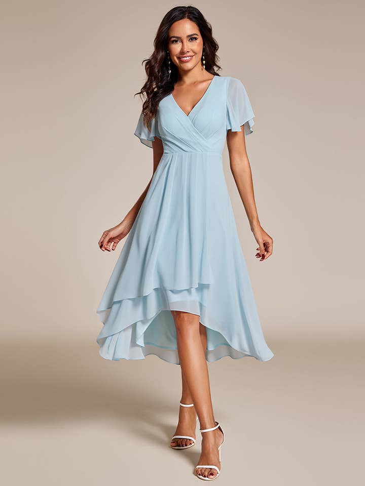 Ever-Pretty - Wholesale Dress – Women's - V-Neck Midi Chiffon Wedding Guest Dresses52