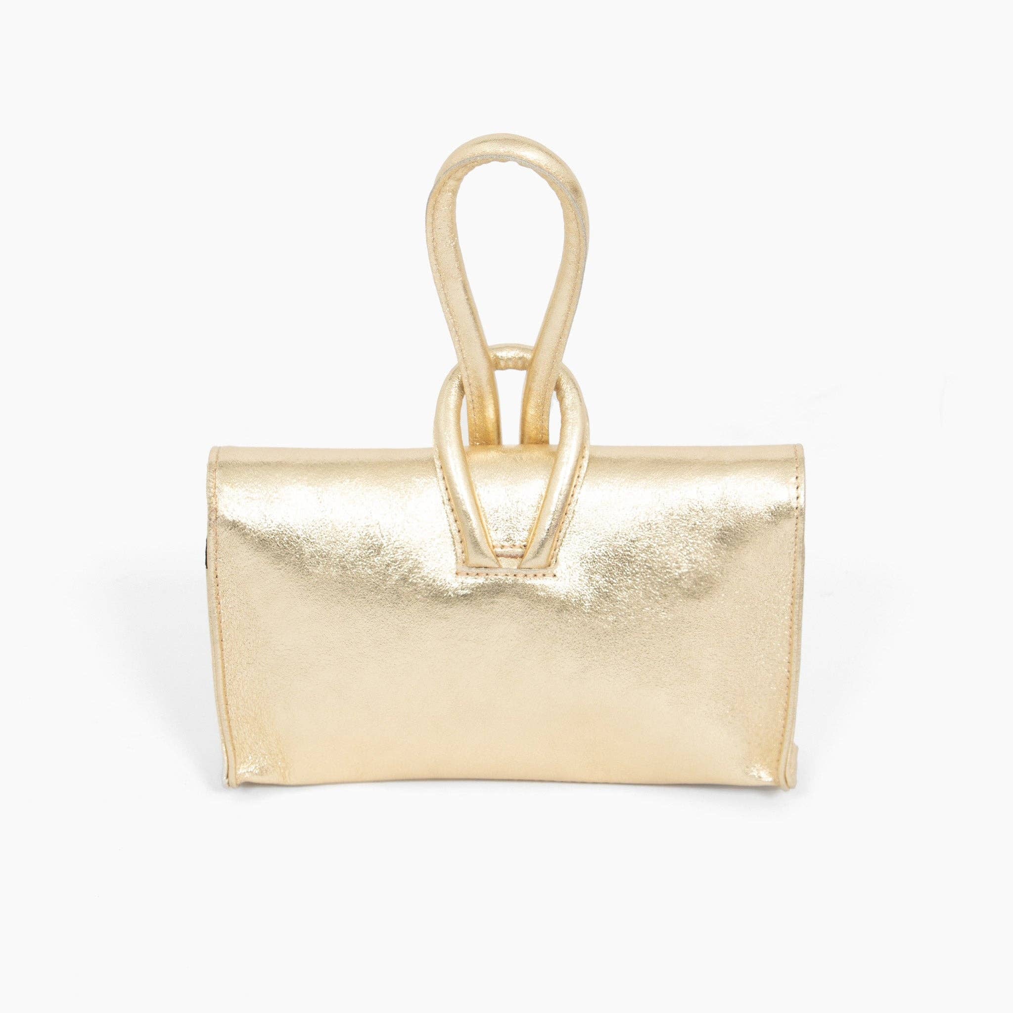 Sarta Pelle - Wholesale Clutch Bag - Women's - Trixie Italian Leather Wristlet Clutch Bag - Gold, Metallic1