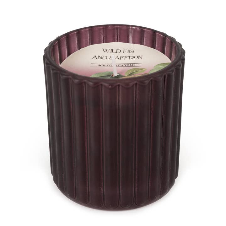 Ridged Glass Candle - Frosted Plum 6PK for wholesale by Candlelight Products Ltd