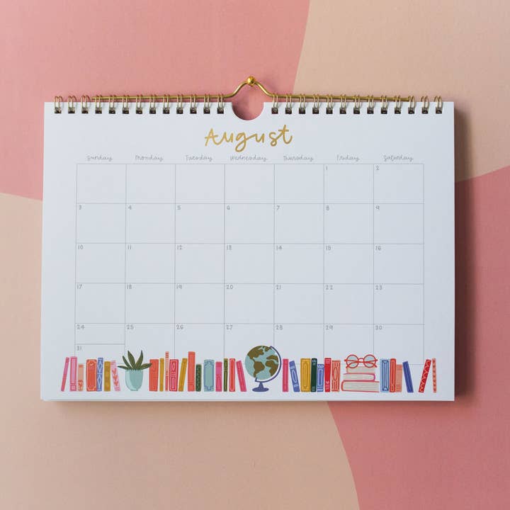 Pippi Post - Wholesale Calendar - Book Lover's 2025 Spiral Wall Calendar