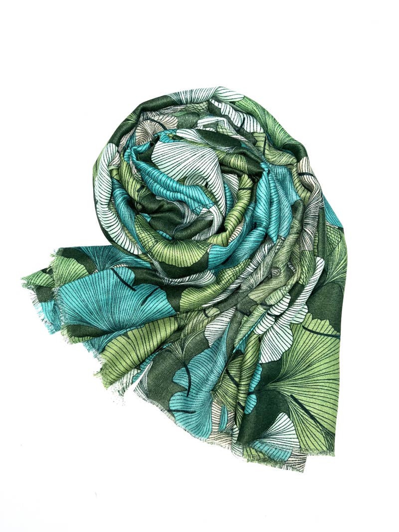 LINETA - Wholesale Scarf - Women's - HH-240 Ginkgo pattern printed scarf 12