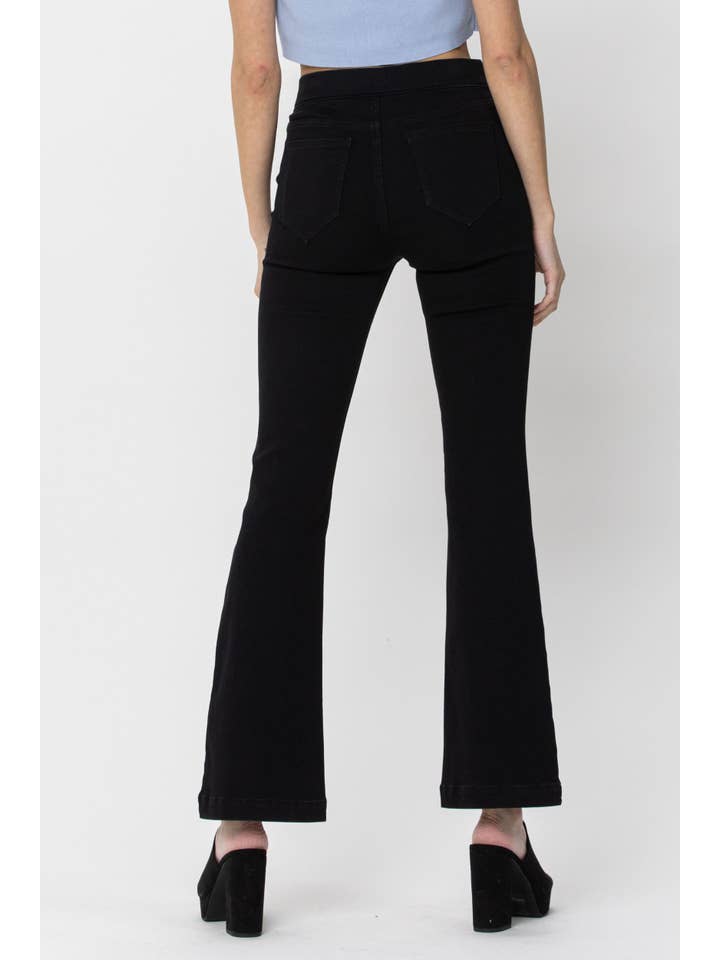 Cello Jeans - Wholesale Jeans - Women's - AB35173BLK-30 sbs Black Petite Flare Jegging (open pack)