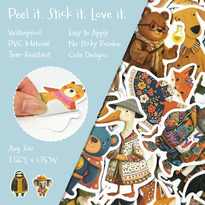 Wrapables.com - Wholesale Sticker - Wrapables Waterproof Vinyl Stickers, 100pcs, Rustic Creature1