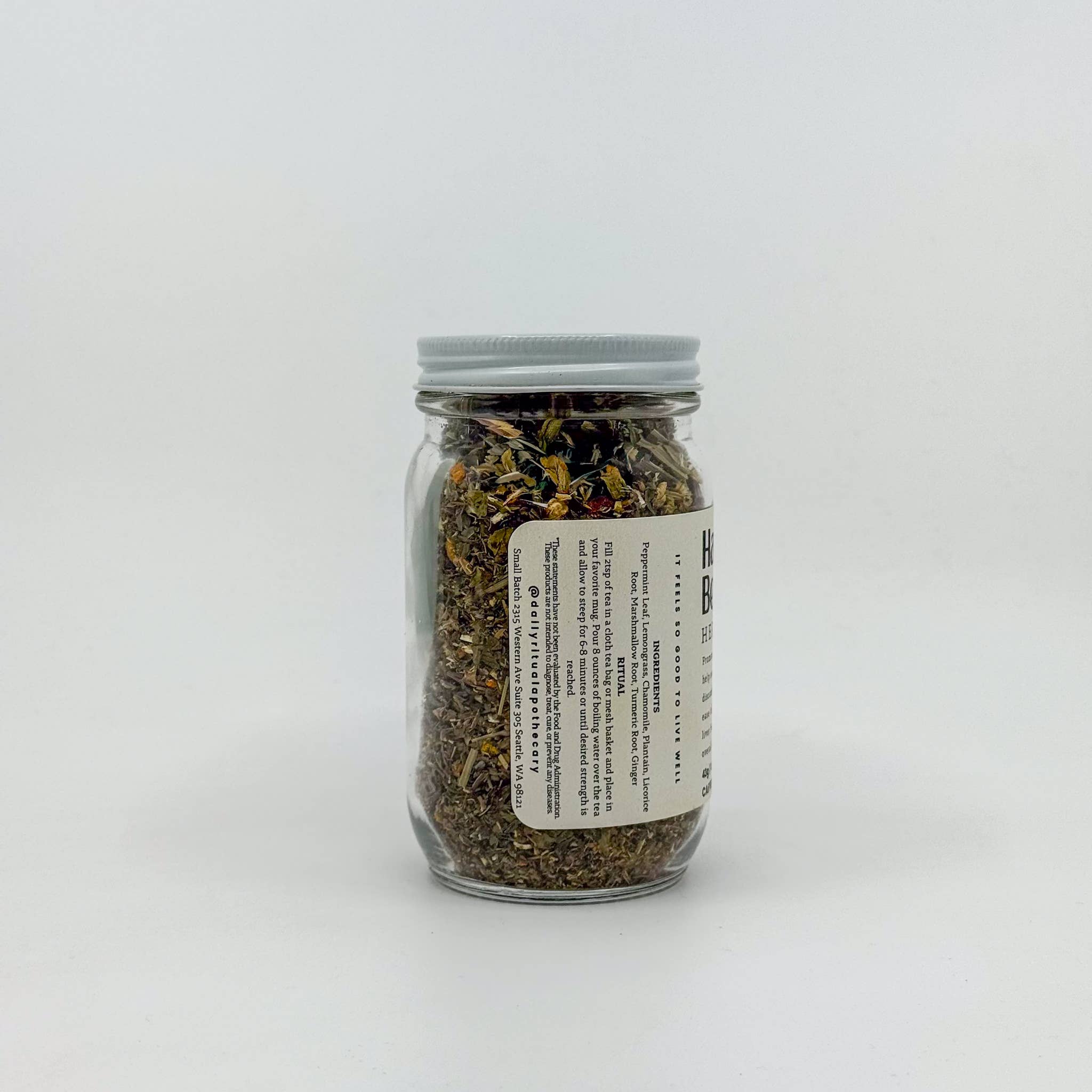Daily Ritual Apothecary - Wholesale Loose Tea - Happy Belly Loose Leaf Herbal Tea | Glass Jar1