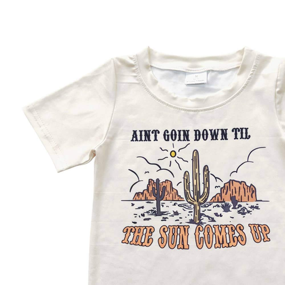 Aier Wholesale - Vente T-shirt sérigraphié – enfant - Chemises et hauts Cactus Mountain Sun Western3