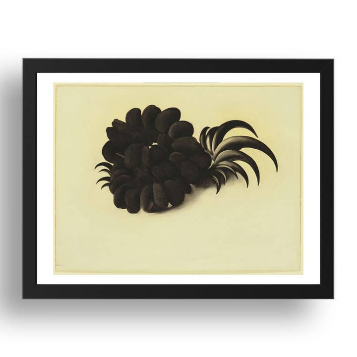 Georgia O'Keeffe: Eagle Claw and Bean Necklace, modernist artwork, A3 Size Reproduction Poster Print in 17x13" Black Frame for wholesale by PERIOD PRINTS