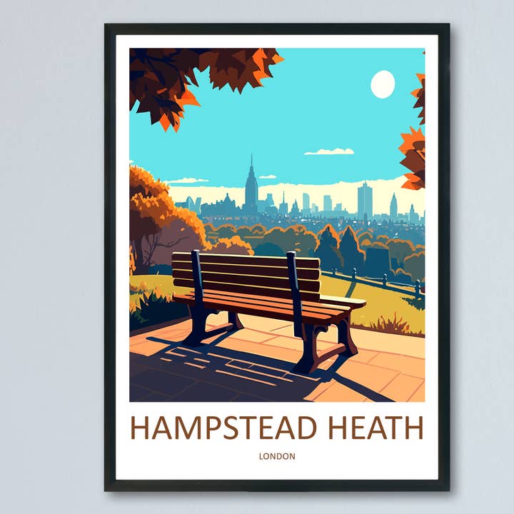 Affiche de voyage de Hampstead Heath pour la vente par TravelzonaArt