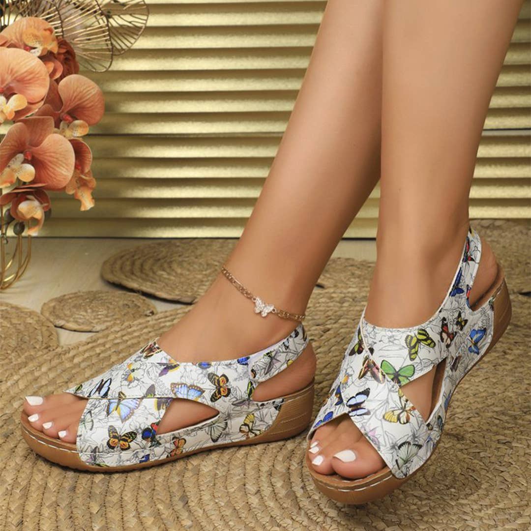 UNISHE - Wholesale Sandals - Women's - Cross-Strap Multicolor Velcro Thick Sole Sandals ZK30961