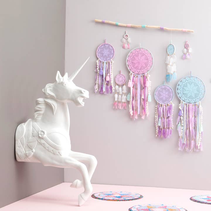 MANIK - Wholesale Dream Catcher - DREAM CATCHER MEDIUM UNICORN PINK BOHO DÉCOR, WALL HANGING