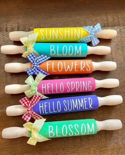 AH Designs 15 - Wholesale Decorative Tabletop Object - 7'' Mini Rolling Pins, Spring Rolling Pins, Spring Farmhouse2