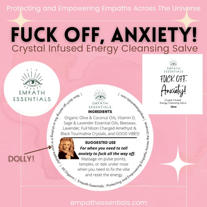 Empath Essentials - Wholesale Healing Salve/Balm/Cream - FUCK OFF, Anxiety! Crystal Energy Cleansing Body Butter