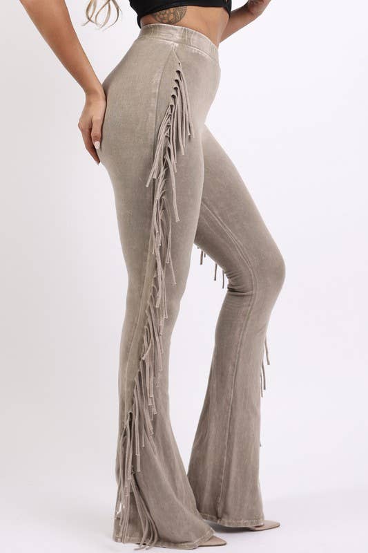 5besties inc - Wholesale Pants - Women's - Mineral Wash Fringe Detail Pants9