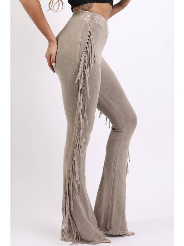 5besties inc - Wholesale Pants - Women's - Mineral Wash Fringe Detail Pants9
