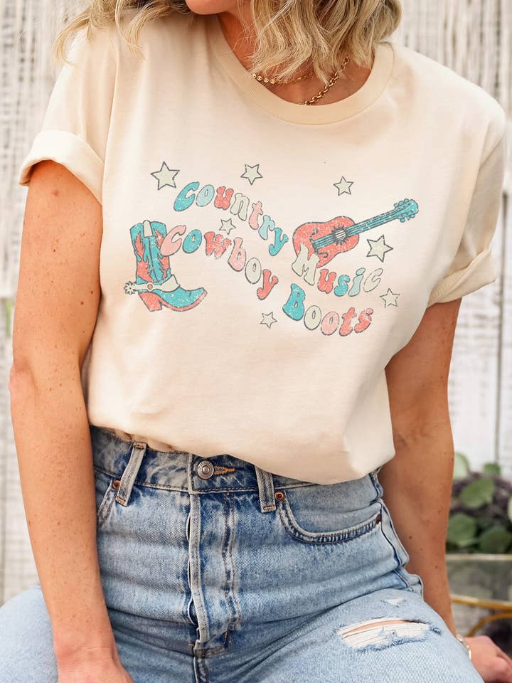 1079T - Jersey de coton Coupe décontractée Musique country pour la vente par BouTeeQue Closet