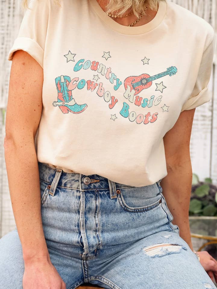 1079T - Jersey de coton Coupe décontractée Musique country pour la vente par BouTeeQue Closet