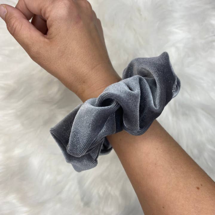Charcoal Velvet Oversized Scrunchie for wholesale by createdbyMishka