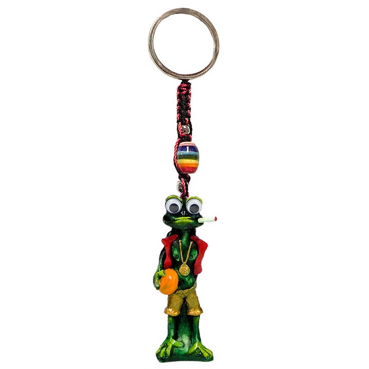 Chillin Frog Rasta Animal Durepox Resin Figurine Keychain for wholesale by Pichincha